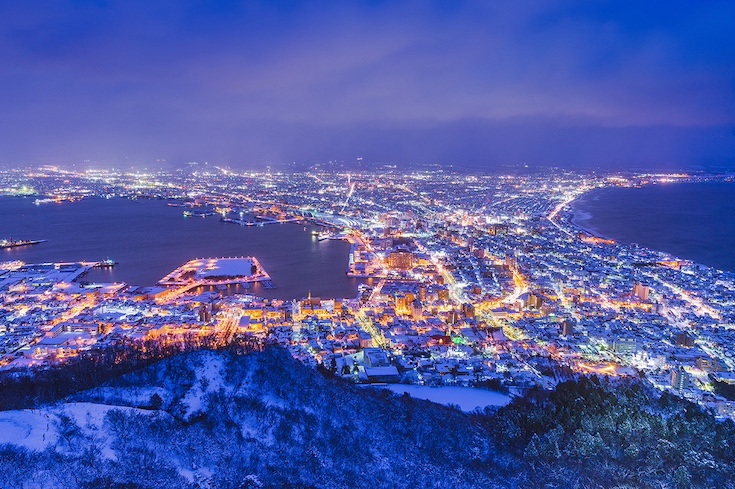 Beautiful,Twilight,Of,Hakodate,Cityscape,Night,View,From,Mt.,Hakodate
